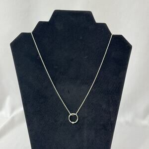 Round Circle Diamond Necklace 925 BR Sun Simple Elegant Pendant 18" Chain